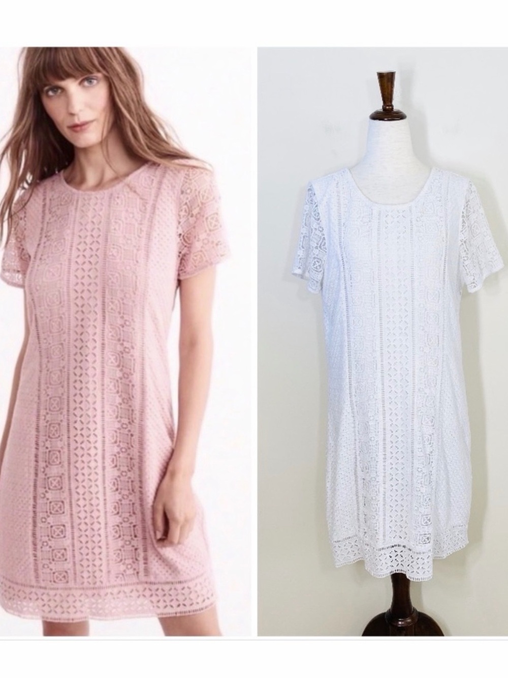 ABERCROMBIE & FITCH eyelet / crochet lace shift dress size large